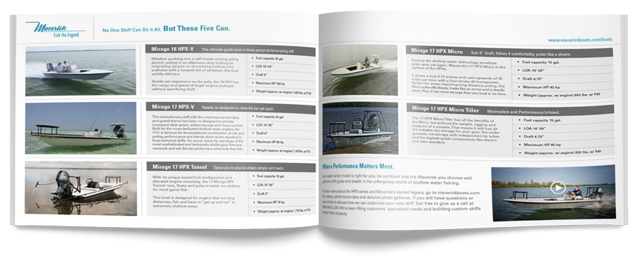 Maverick Boats - New Model Brochure Model Specs Spread