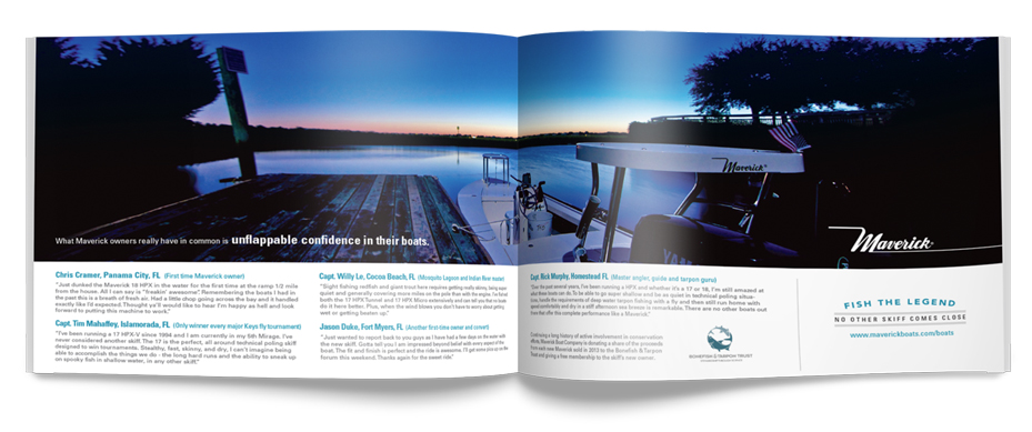 Maverick Boats - New Model Brochure Testimonial Spread